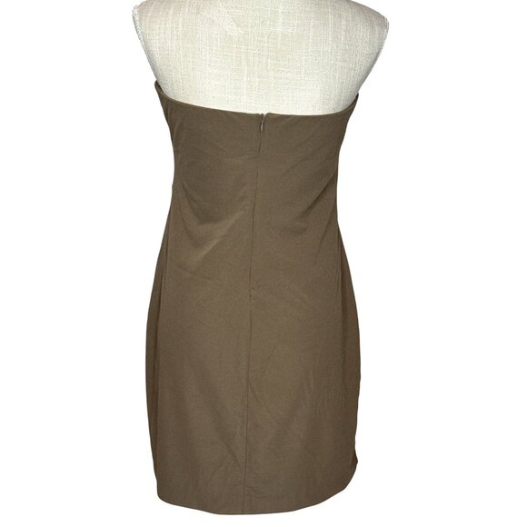 Zara Khaki Strapless Dress XXL Soft Fabric Elegant & Comfortable - Picture 4 of 11